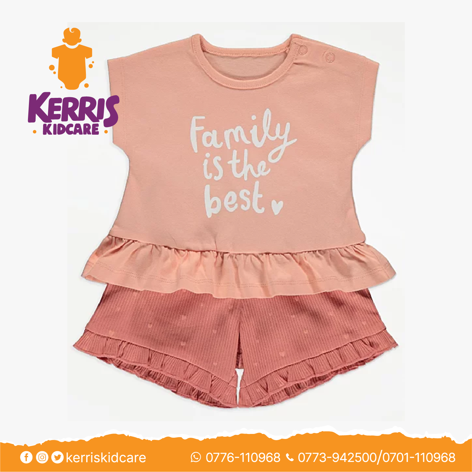 Pink Family Slogan T-Shirt and Shorts